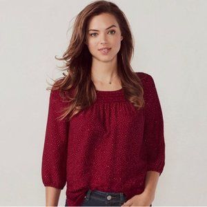 LC Lauren Conrad | cranberry peasant pintuck top